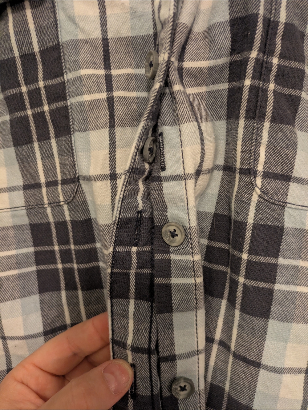 Ridgecut Tuff Wear Women's 3X black, white gray And Blue Plaid Button Up Shirt. - Picture 4 of 8